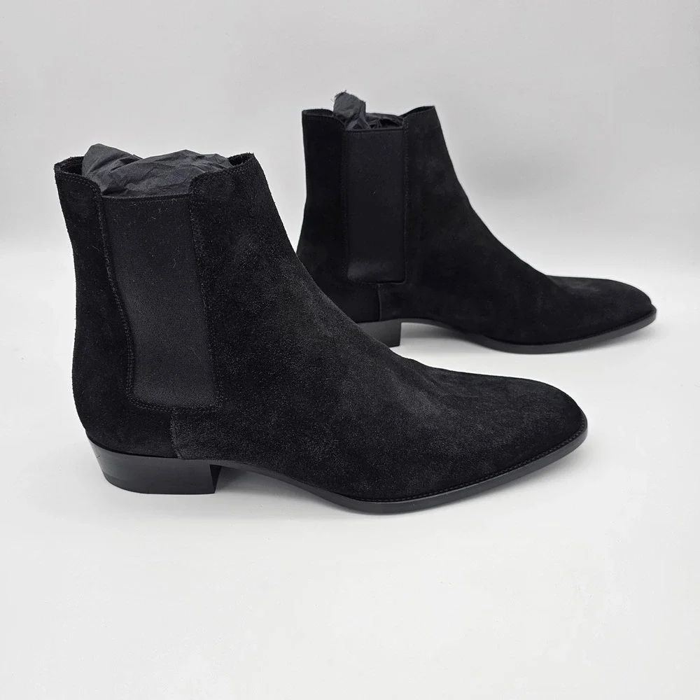 Saint Laurent Paris YSL Wyatt 30‎ Chelsea Boots Black Suede Italian Sz 13, 46